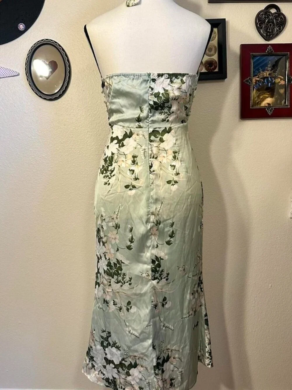 Soft Pale Green Tie Back Formal Dress
